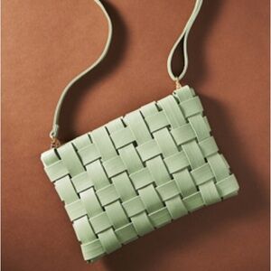 Anthropologie Lindy Woven Crossbody Bag Mint/Pistachio Green